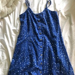 blue polka dot surf mini dress